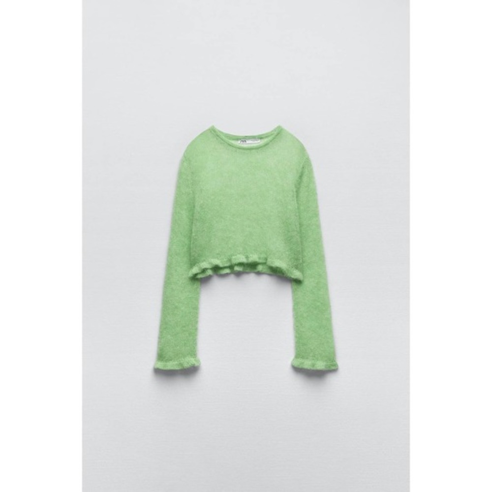 ZARA cuff ruffled crop knit sweater 4331/007 - Picture 10 of 11